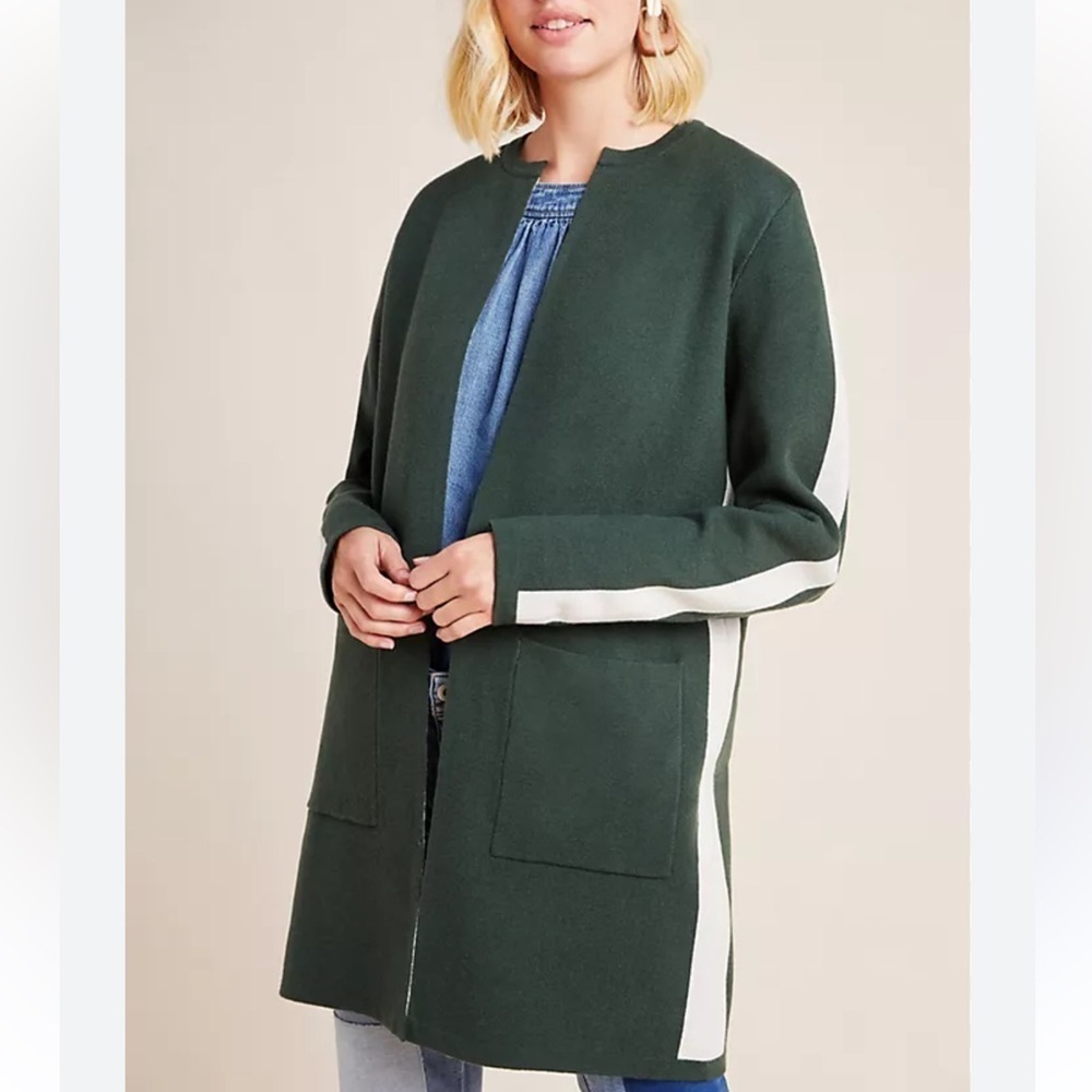 Anthropologie‎ NVLT Small Green Andrea Jersey Knit Sweater Jacket Boho Winter